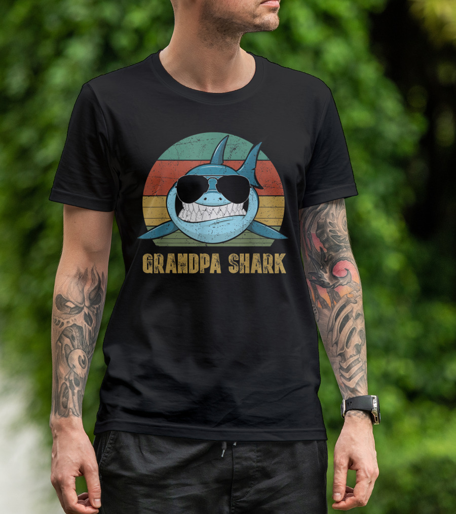 Grandpa Shark Vintage Retro Sunglasses T-Shirt