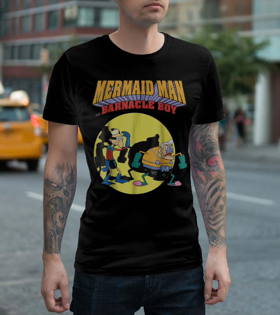 Mermaid Man and Barnacle Boy Nickelodeon Spongebob SquarePants Vintage Comic T-Shirt