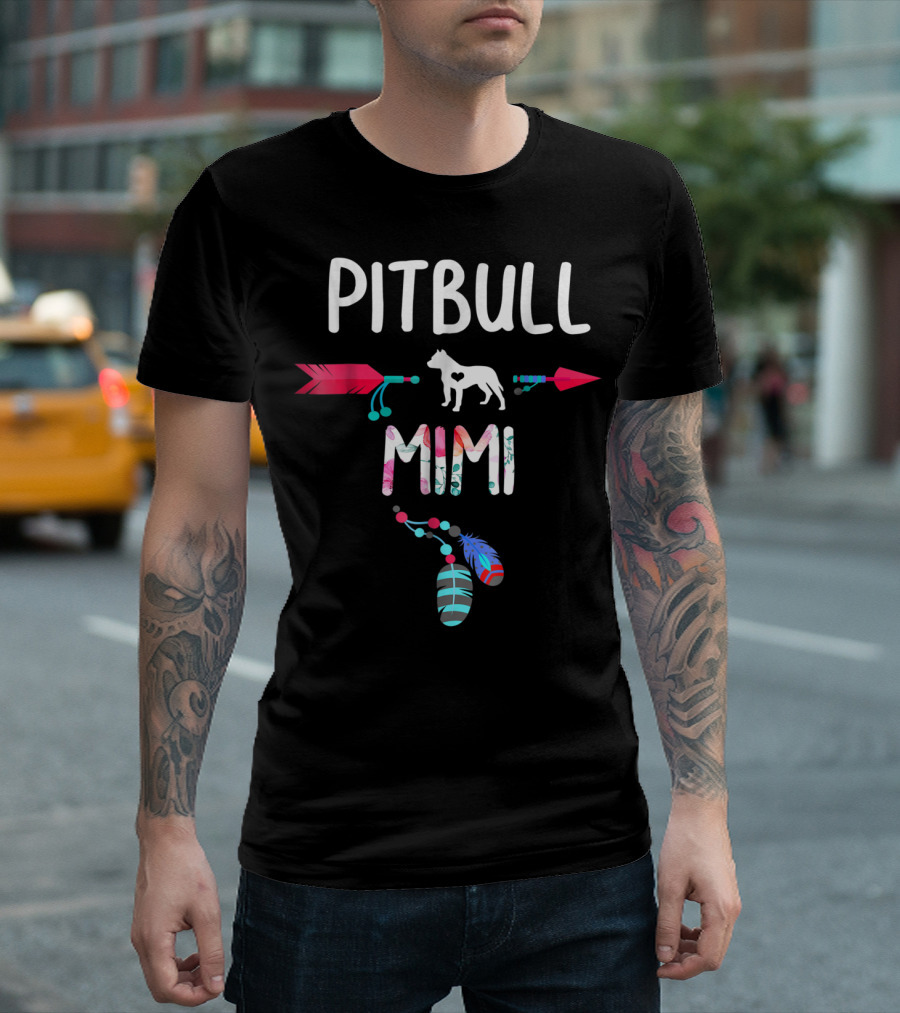 Pitbull Mimi Feathers Arrows T-Shirt