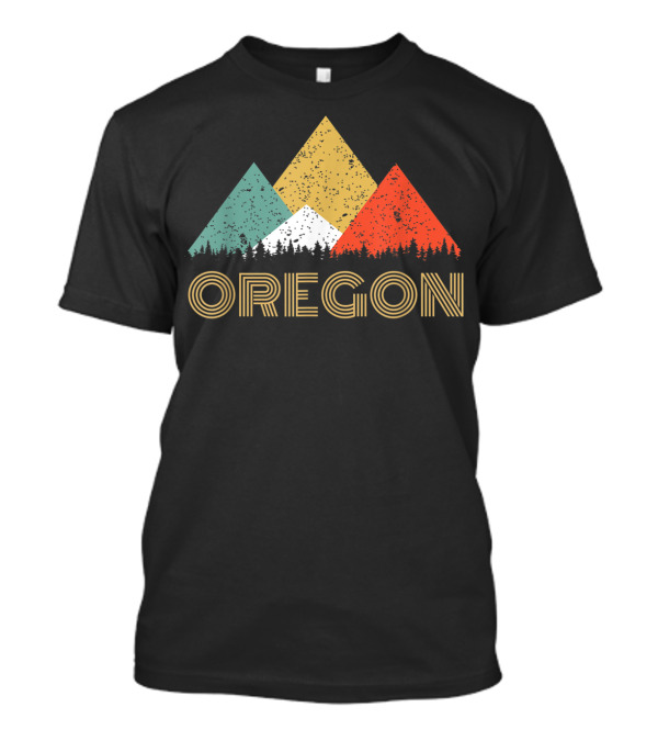 Oregon Retro Mountain Triangles Forest T-Shirt