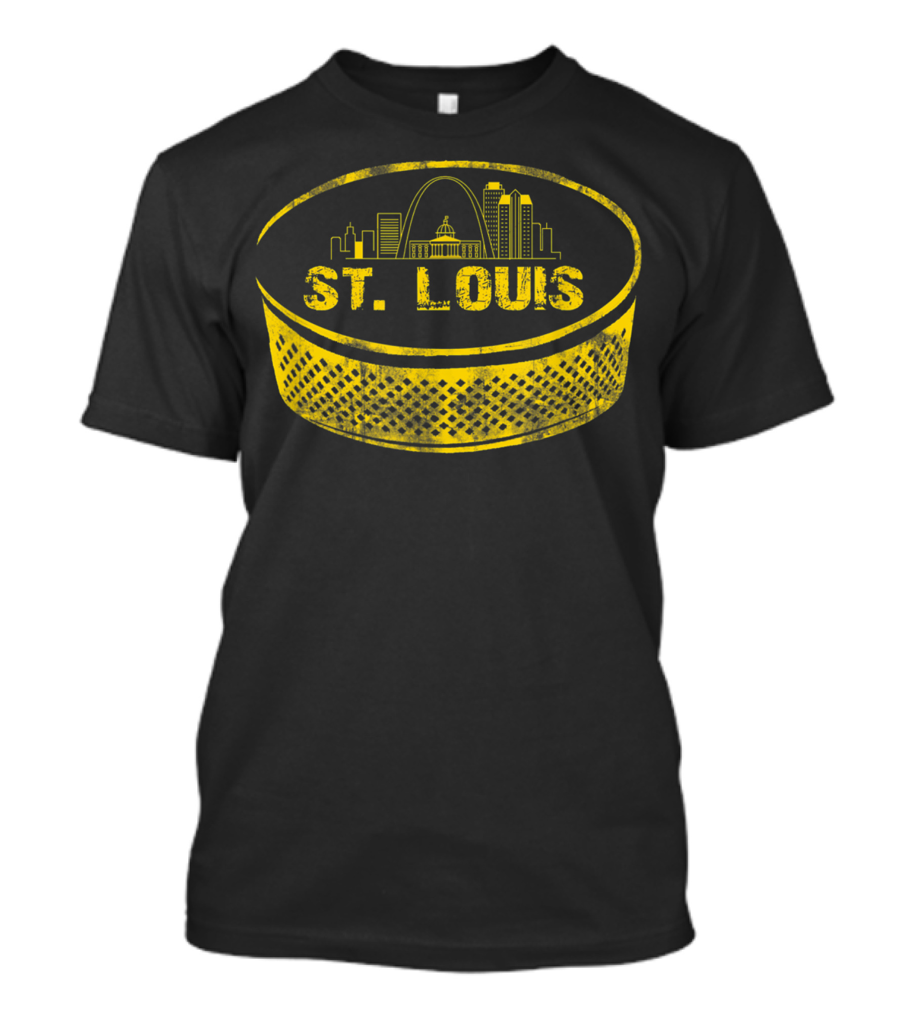 St Louis Missouri Cityscape Hockey Puck Retro T-Shirt