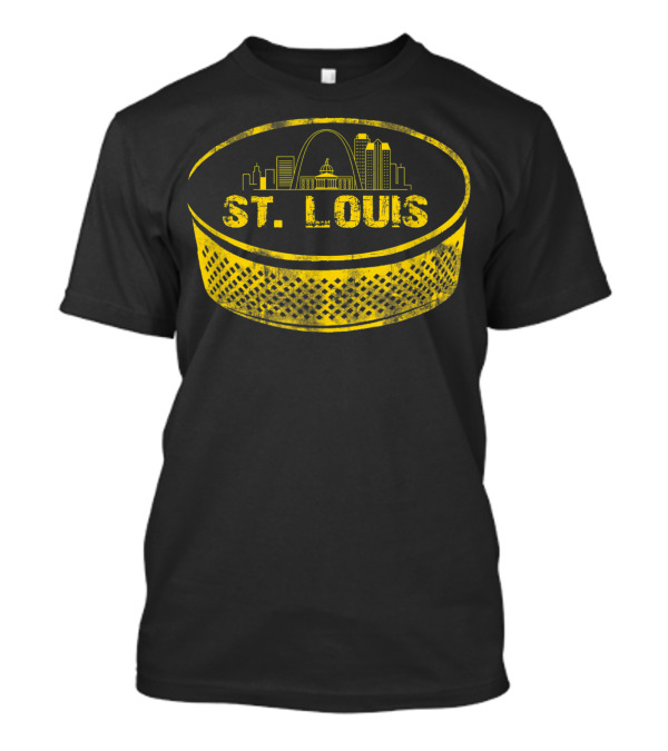 St Louis Missouri Cityscape Hockey Puck Retro T-Shirt