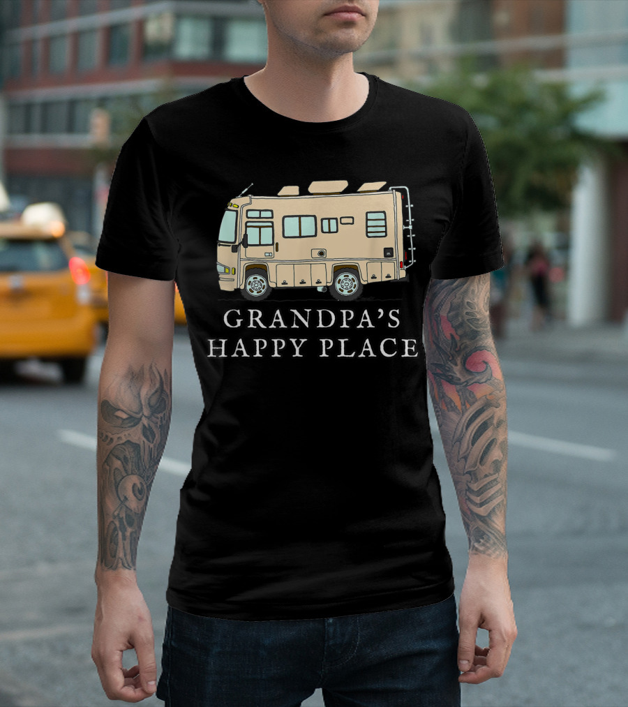 RV Grandpa's Happy Place Motorhome Adventure T-Shirt