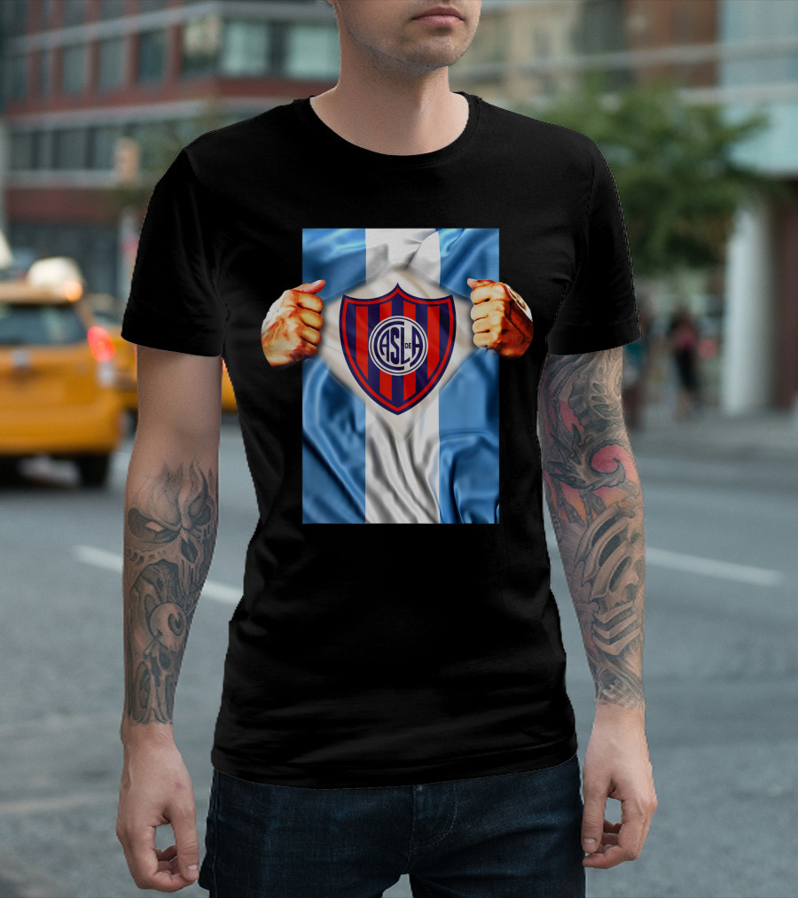 San Lorenzo Heartbeat ASL de Football Soccer Fans Logo Emblem T-Shirt
