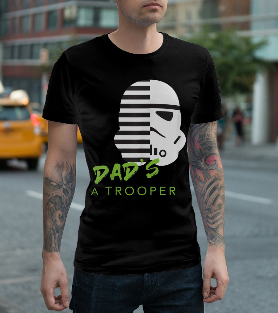 Star Wars Stormtrooper Dad's A Trooper Black And White Helmet T-Shirt