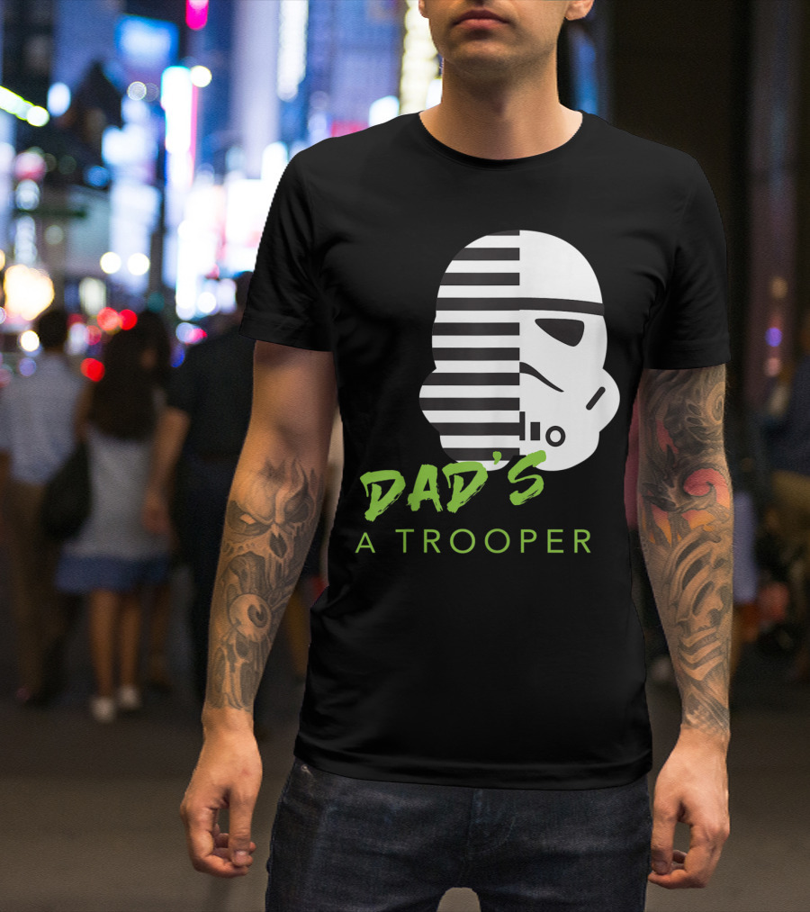 Star Wars Stormtrooper Dad's A Trooper Black And White Helmet T-Shirt