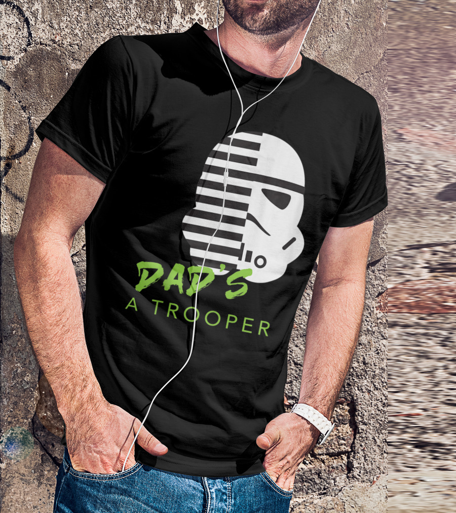 Star Wars Stormtrooper Dad's A Trooper Black And White Helmet T-Shirt