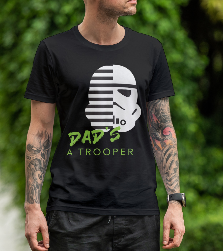 Star Wars Stormtrooper Dad's A Trooper Black And White Helmet T-Shirt