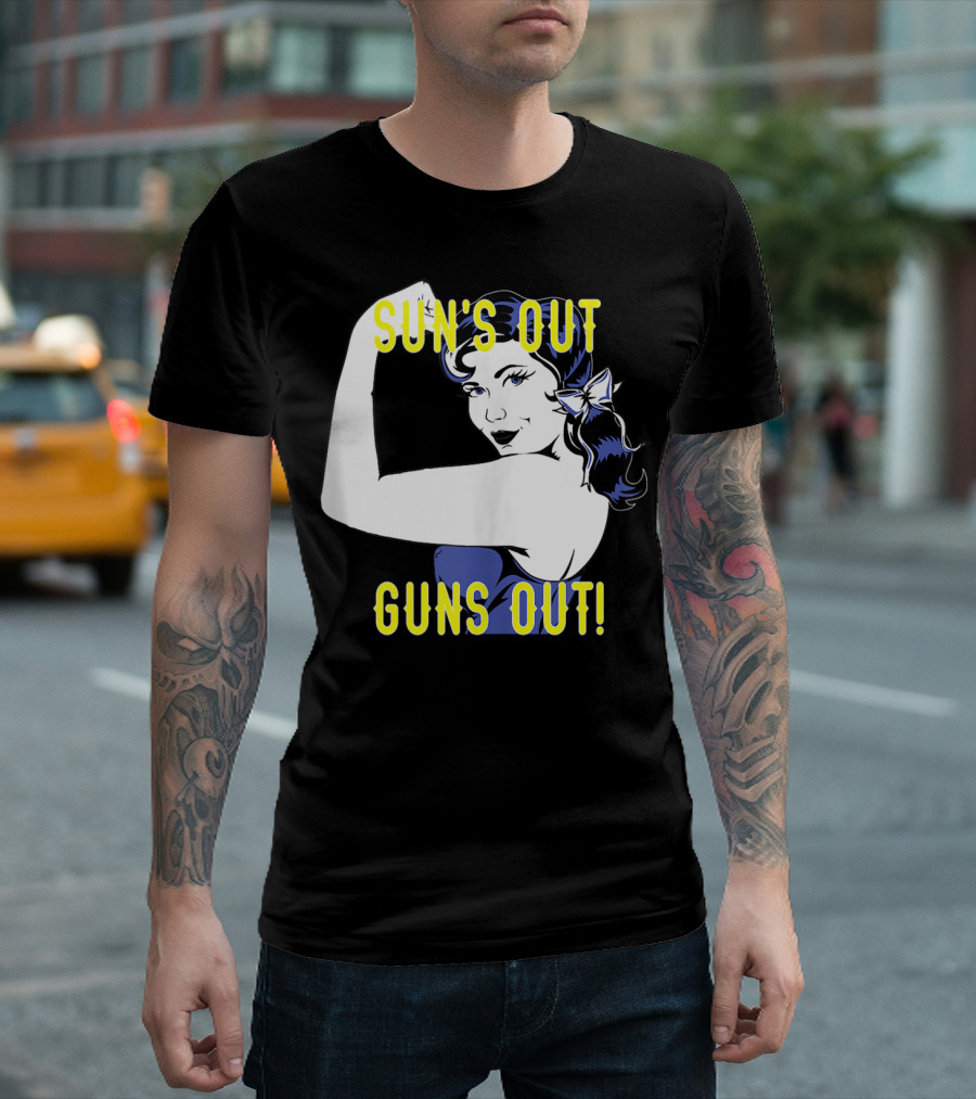 Sun's Out Guns Out Iconic Rosie the Riveter Motif T-Shirt