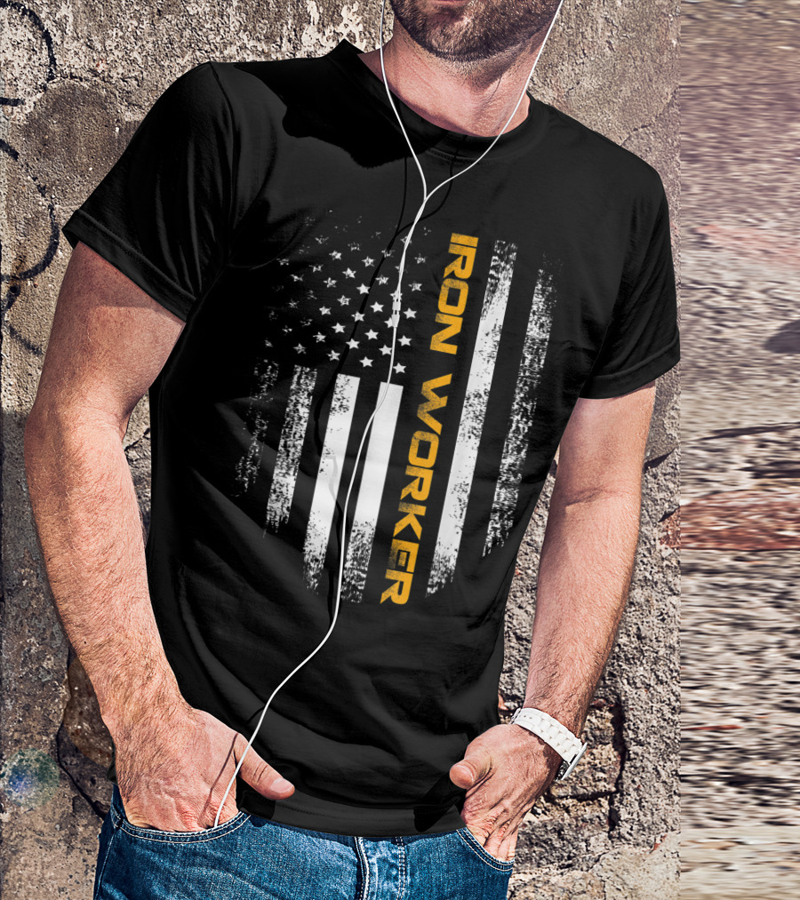 Vintage American USA Flag Iron Worker T-Shirt