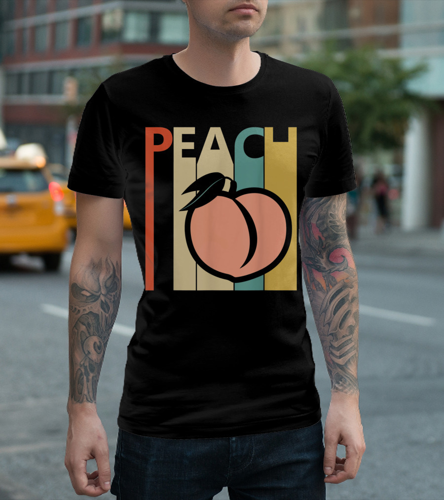 Vintage Peach Retro Fruit Emoji Peach T-Shirt