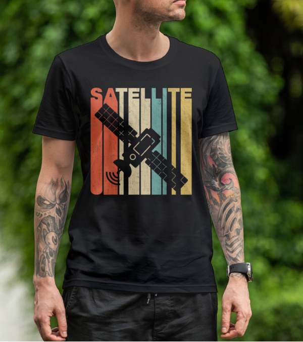 Vintage Satellite Retro Stripes Spacecraft T-Shirt