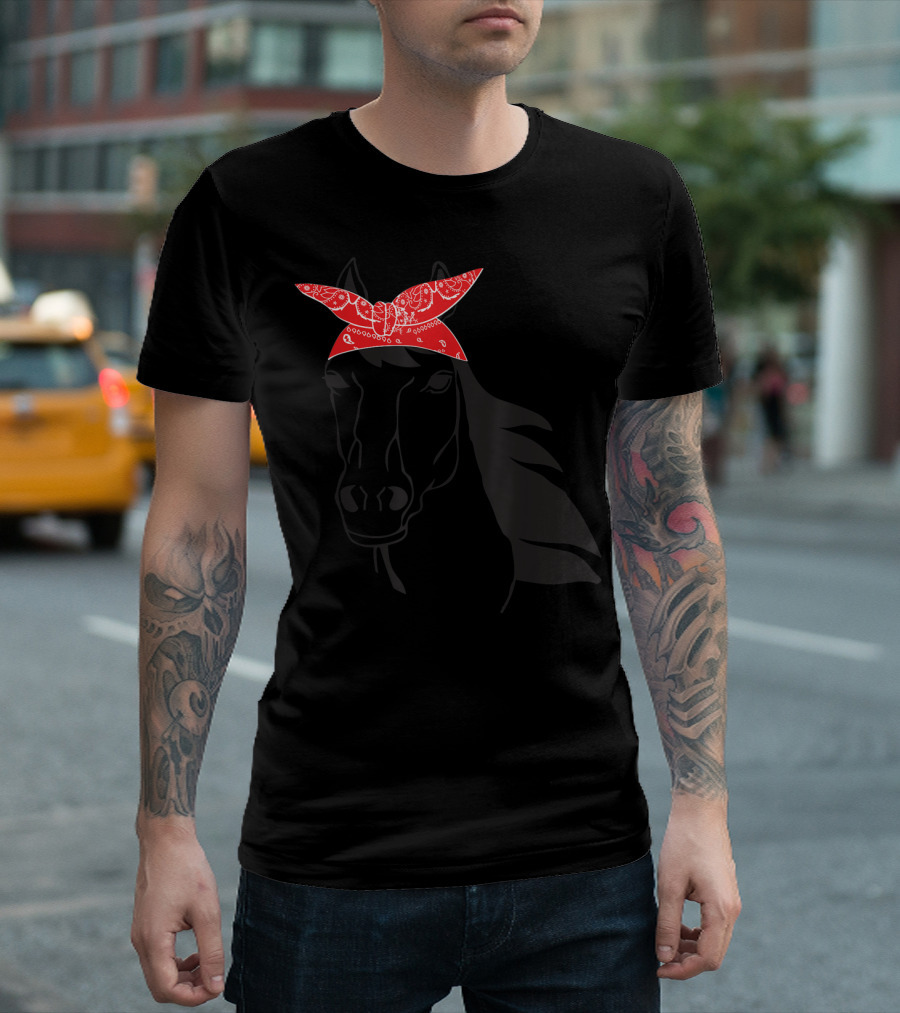 Funny Horse Lover Cowgirl Western Bandanna Red Bandana T-Shirt