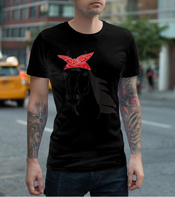 Funny Horse Lover Cowgirl Western Bandanna Red Bandana T-Shirt
