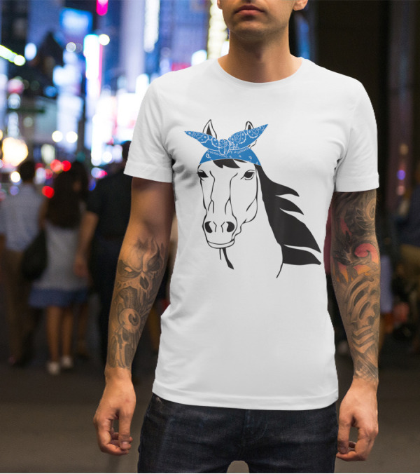Cowgirl Horse Mom Farm Country Girl With Blue Bandana T-Shirt