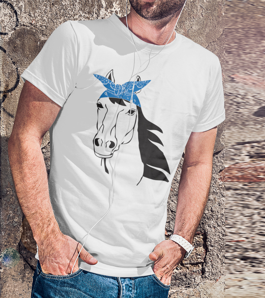 Cowgirl Horse Mom Farm Country Girl With Blue Bandana T-Shirt