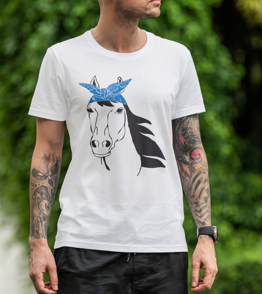 Cowgirl Horse Mom Farm Country Girl With Blue Bandana T-Shirt