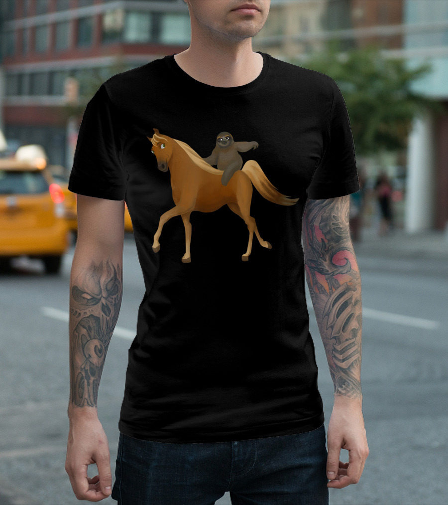 Funny Sloth Riding Horse Pony T-Shirt