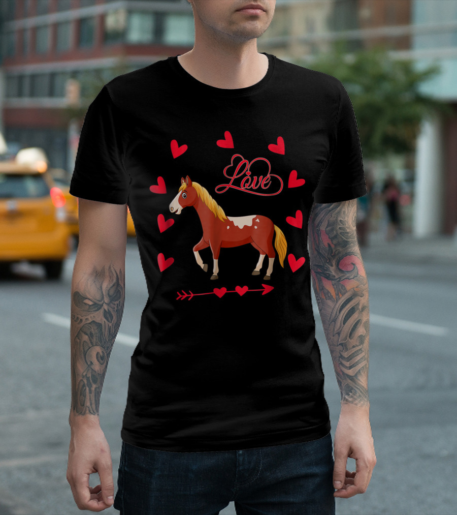 Love Heart Arrow Funny Horse Valentine's T-Shirt