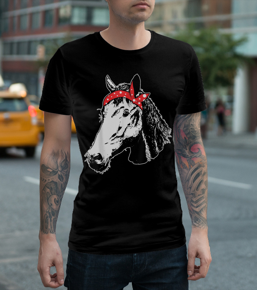 Funny Horse Red Bandana I Love Horse T-Shirt