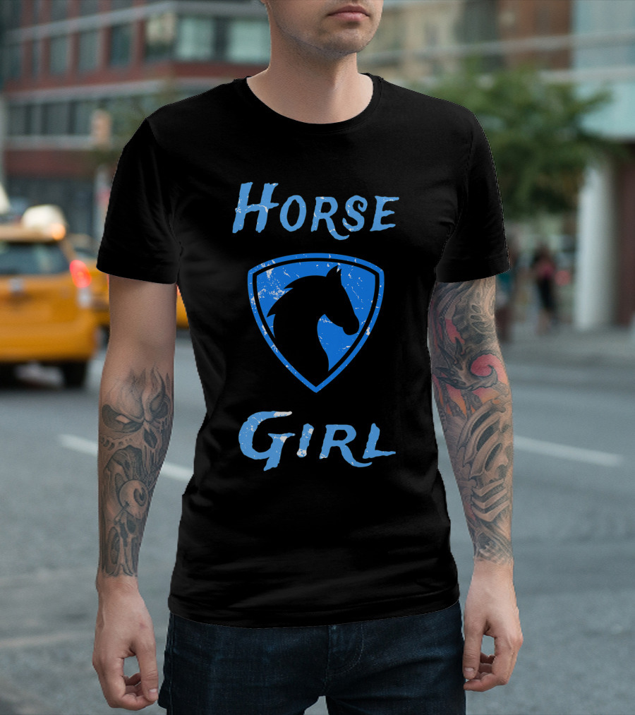 Horse Girl Distressed Badge Look T-Shirt