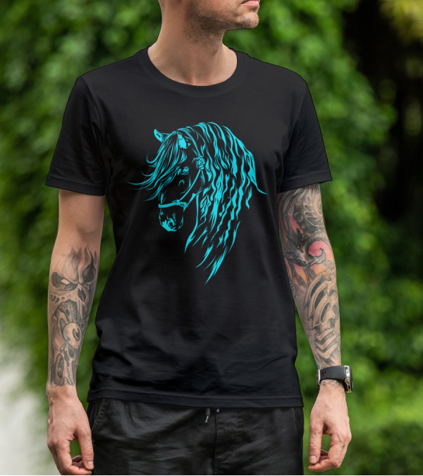 Glowing Forelock Horse Blueprint T-Shirt