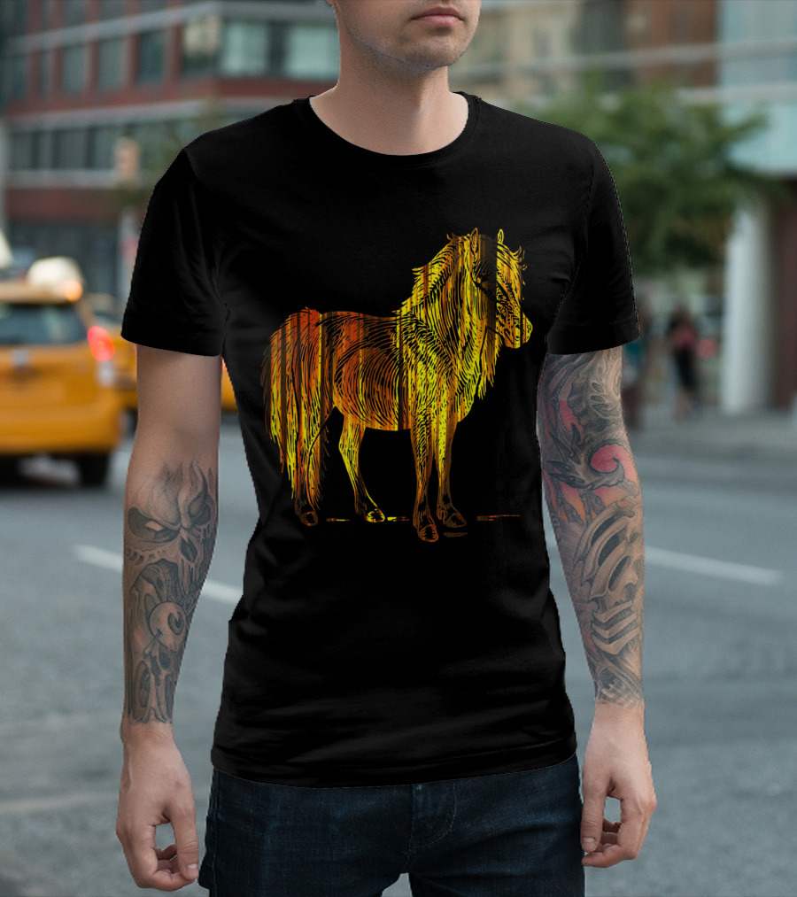Golden Sparkling Horse Illuminated Elegance T-Shirt