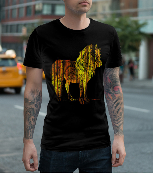 Golden Sparkling Horse Illuminated Elegance T-Shirt