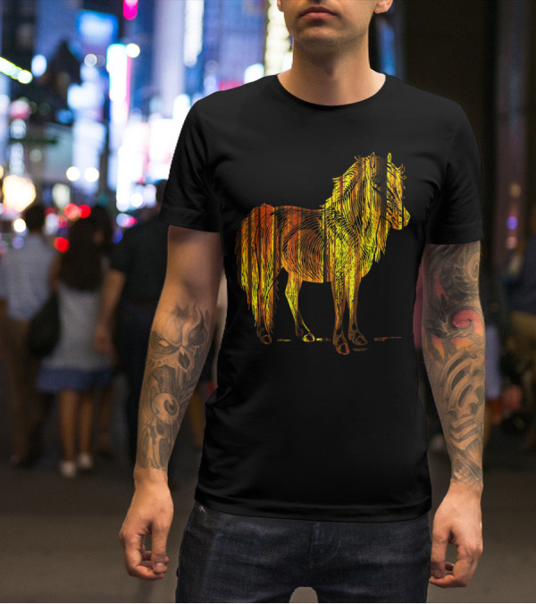 Golden Sparkling Horse Illuminated Elegance T-Shirt