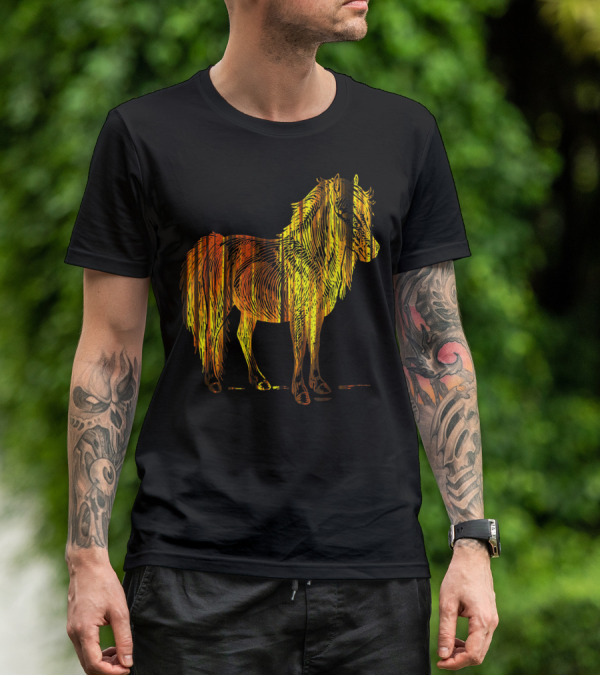 Golden Sparkling Horse Illuminated Elegance T-Shirt