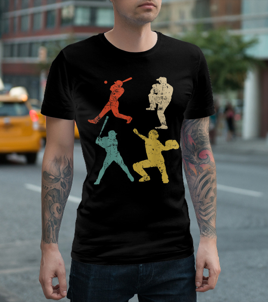 Retro 70s 80s Softball Player T-Shirt
