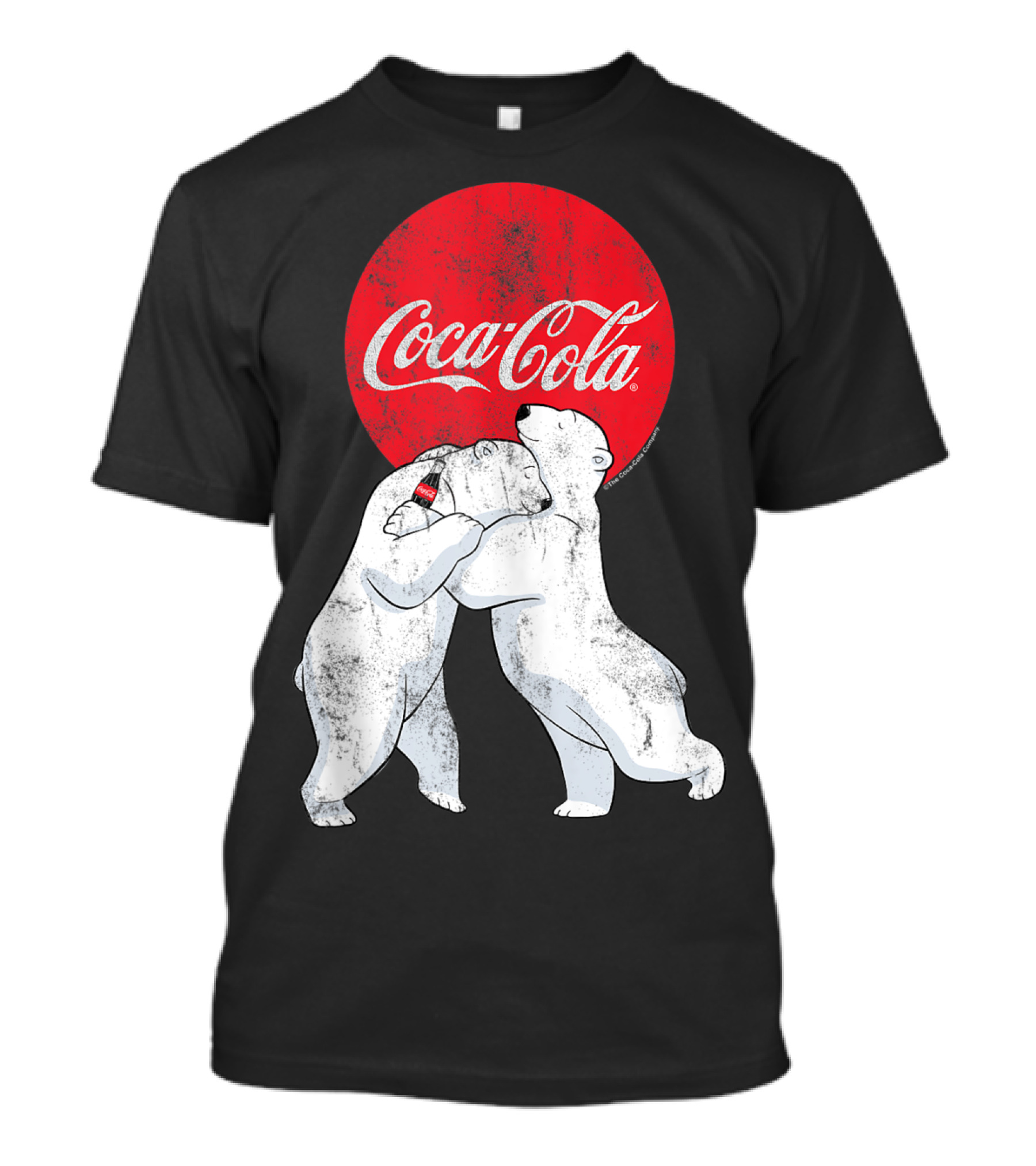 Coca-Cola Christmas Polar Bears Classic Hugging Logo Vintage 3Z T-Shirt