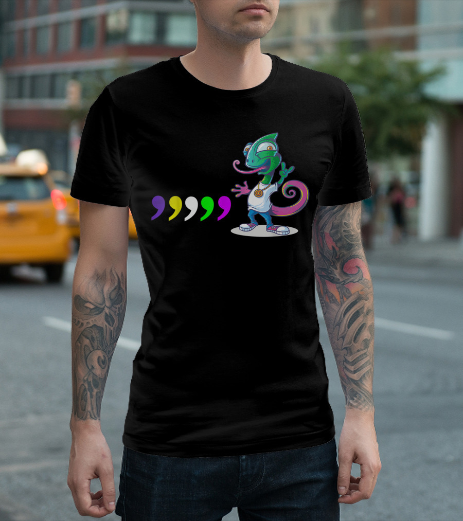 Comma Chameleons 80S Sound Rock Colorful T-Shirt