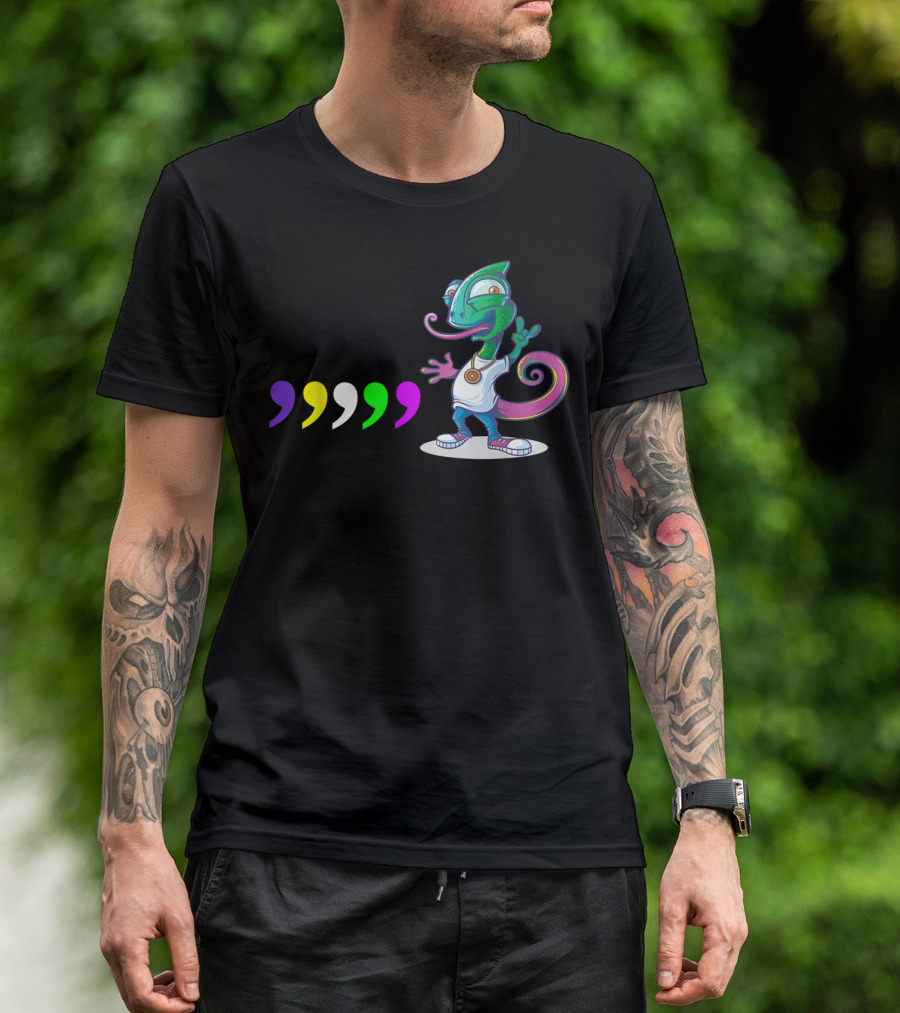 Comma Chameleons 80S Sound Rock Colorful T-Shirt