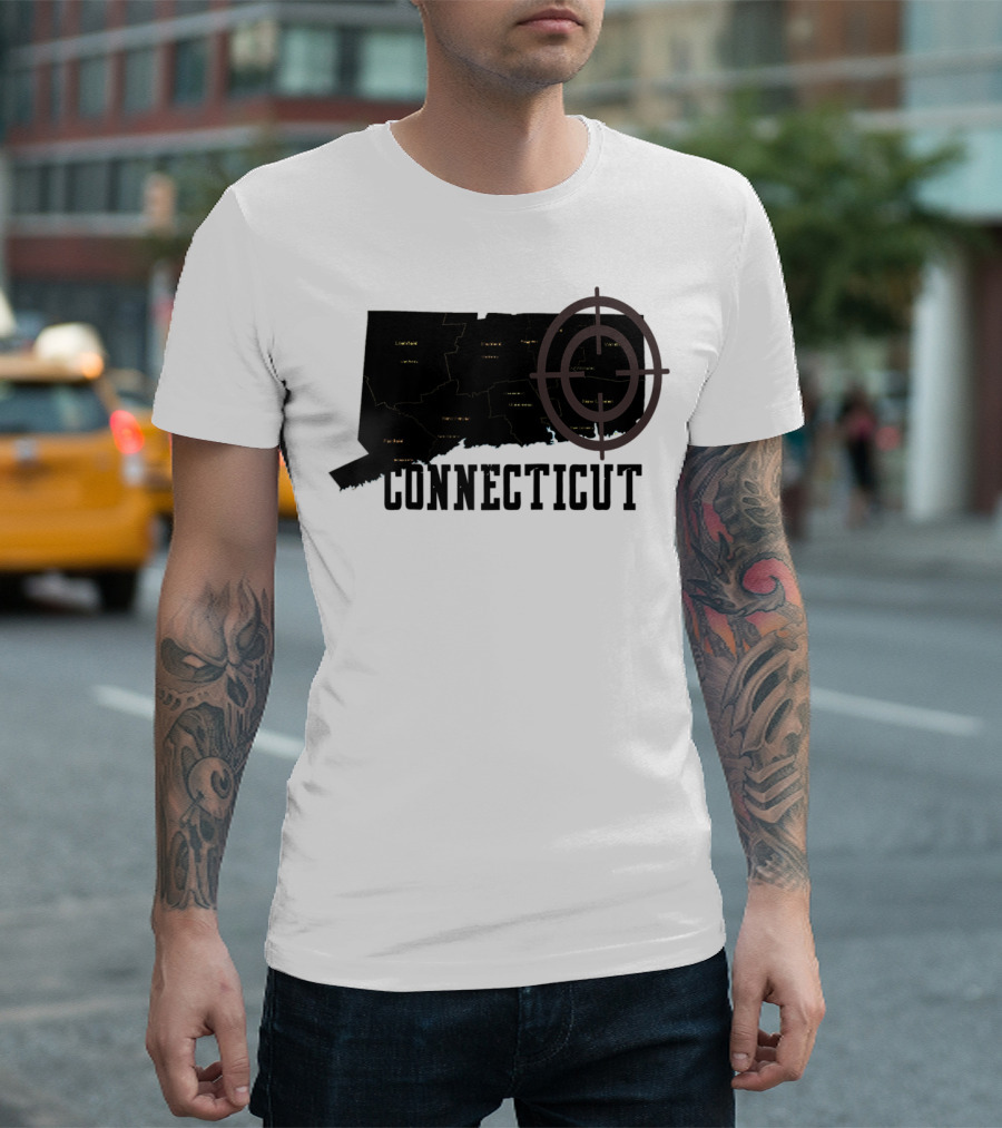 Connecticut Maps Vintage Style With Compass Overlay T-Shirt