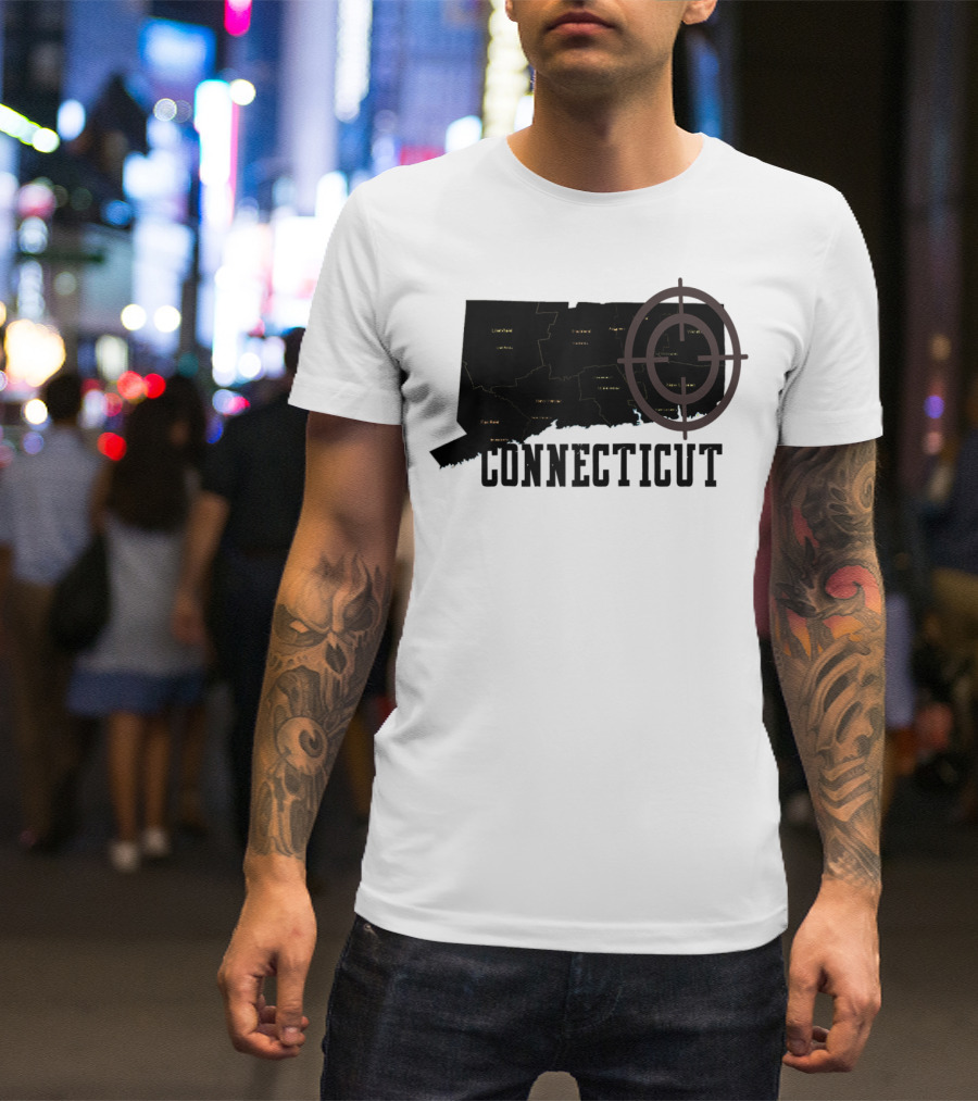 Connecticut Maps Vintage Style With Compass Overlay T-Shirt