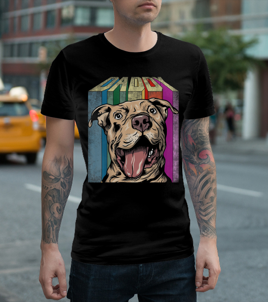 Daddy Colorful Pitbull Dog T-Shirt