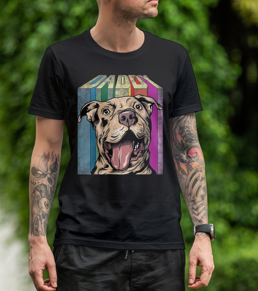 Daddy Colorful Pitbull Dog T-Shirt