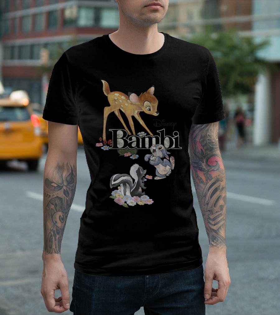 Disney Bambi Classic Group Shot Bambi Flower Thumper T-Shirt