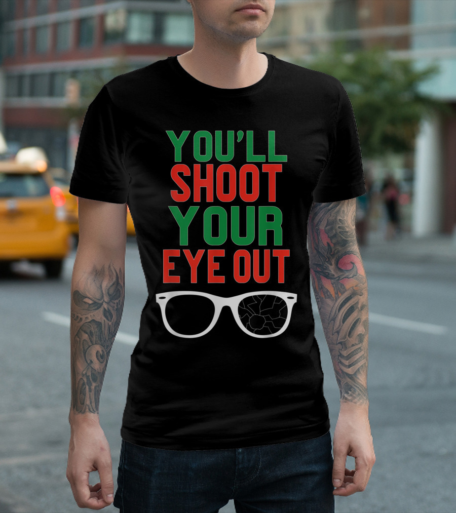 You'll Shoot Your Eye Out Funny Classic Christmas Glasses Cracked Lens T-Shirt