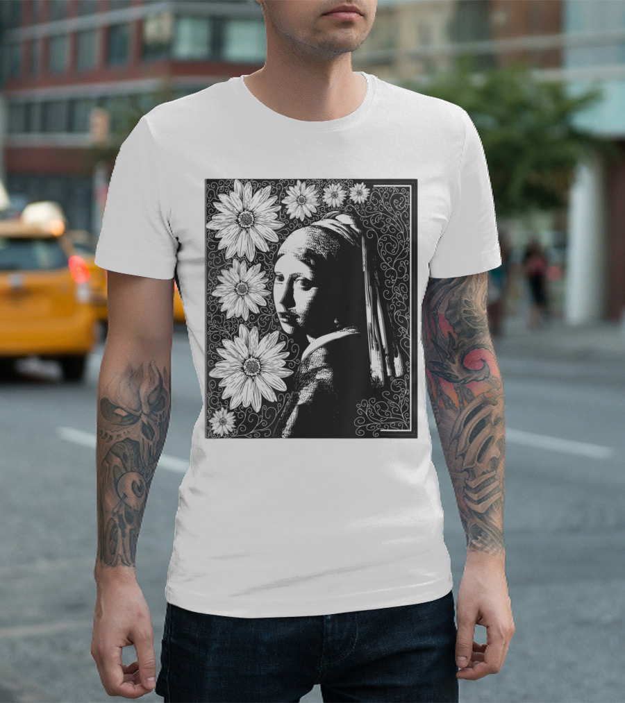 Girl With A Pearl Earring Floral T-Shirt