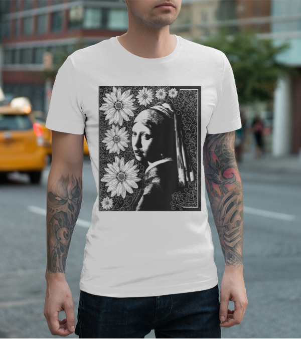 Girl With A Pearl Earring Floral T-Shirt