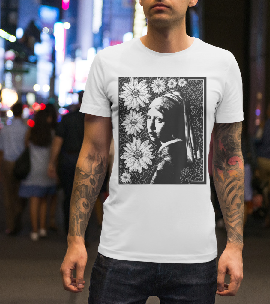 Girl With A Pearl Earring Floral T-Shirt