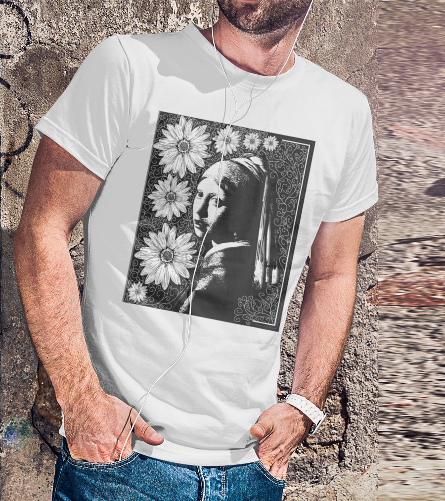 Girl With A Pearl Earring Floral T-Shirt