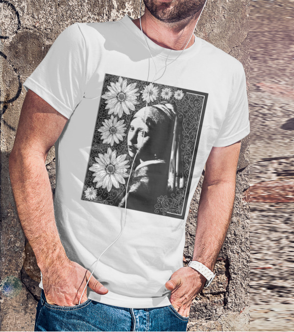 Girl With A Pearl Earring Floral T-Shirt