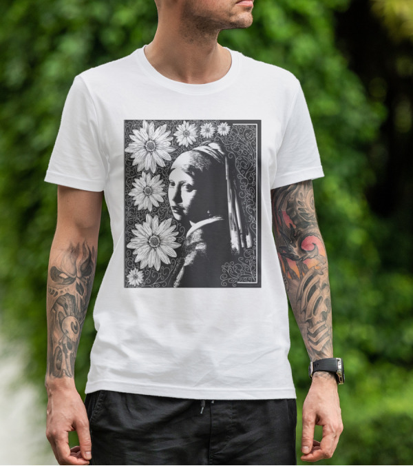Girl With A Pearl Earring Floral T-Shirt