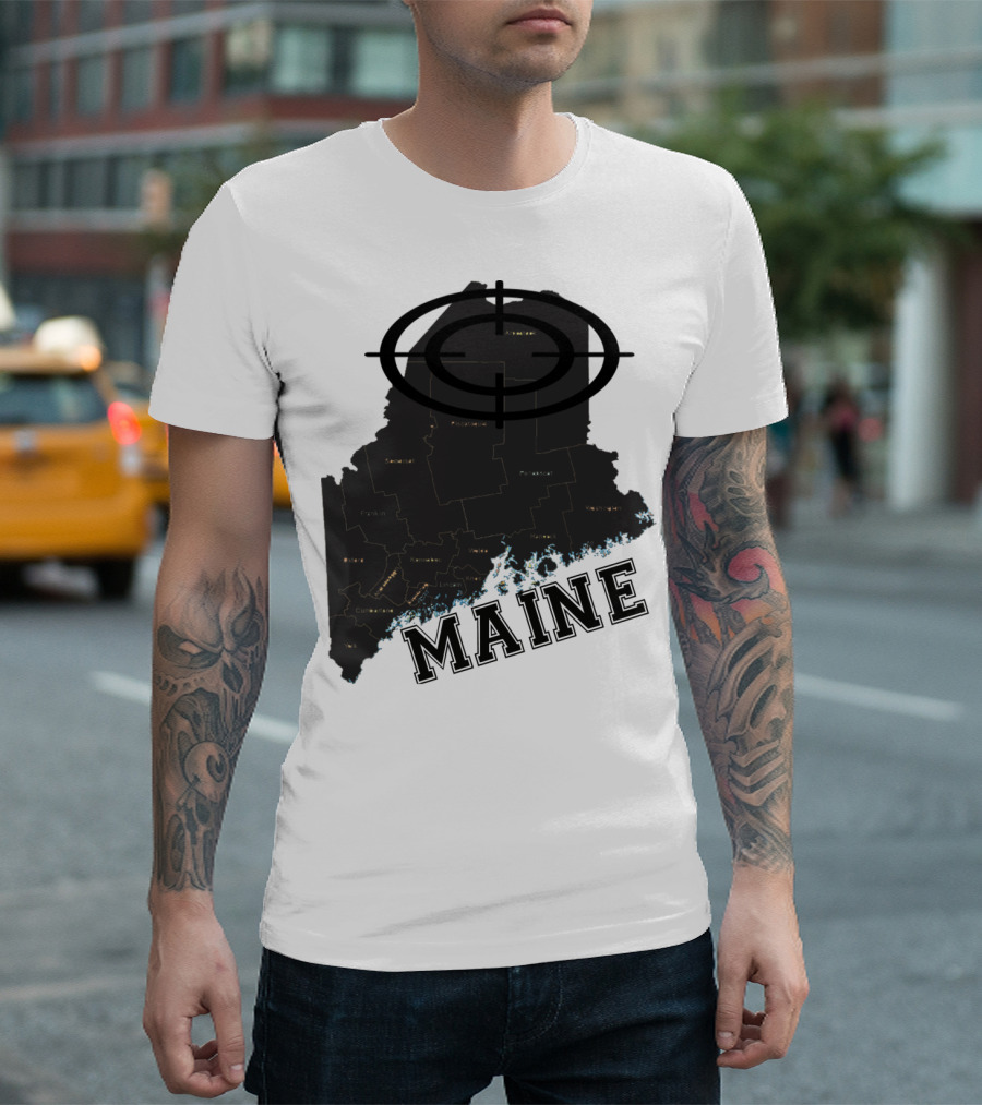 Maine Maps Classic Vintage Fun Target Overlay T-Shirt