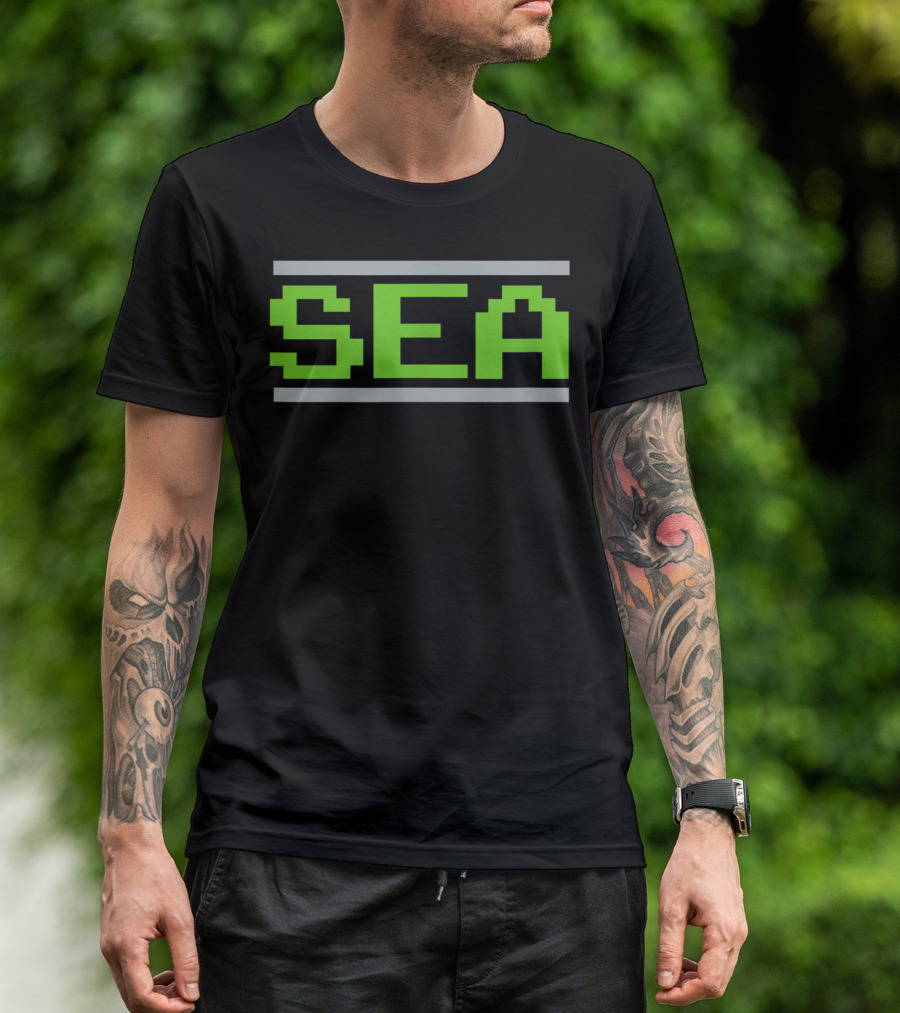 Seattle Football Classic Sea Video Game Font T-Shirt