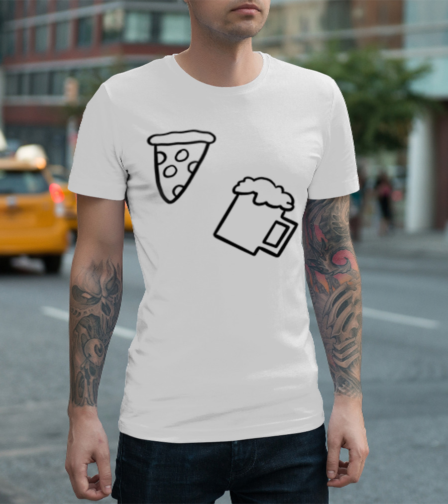 Simple Best Casual Beer and Pizza Icons T-Shirt