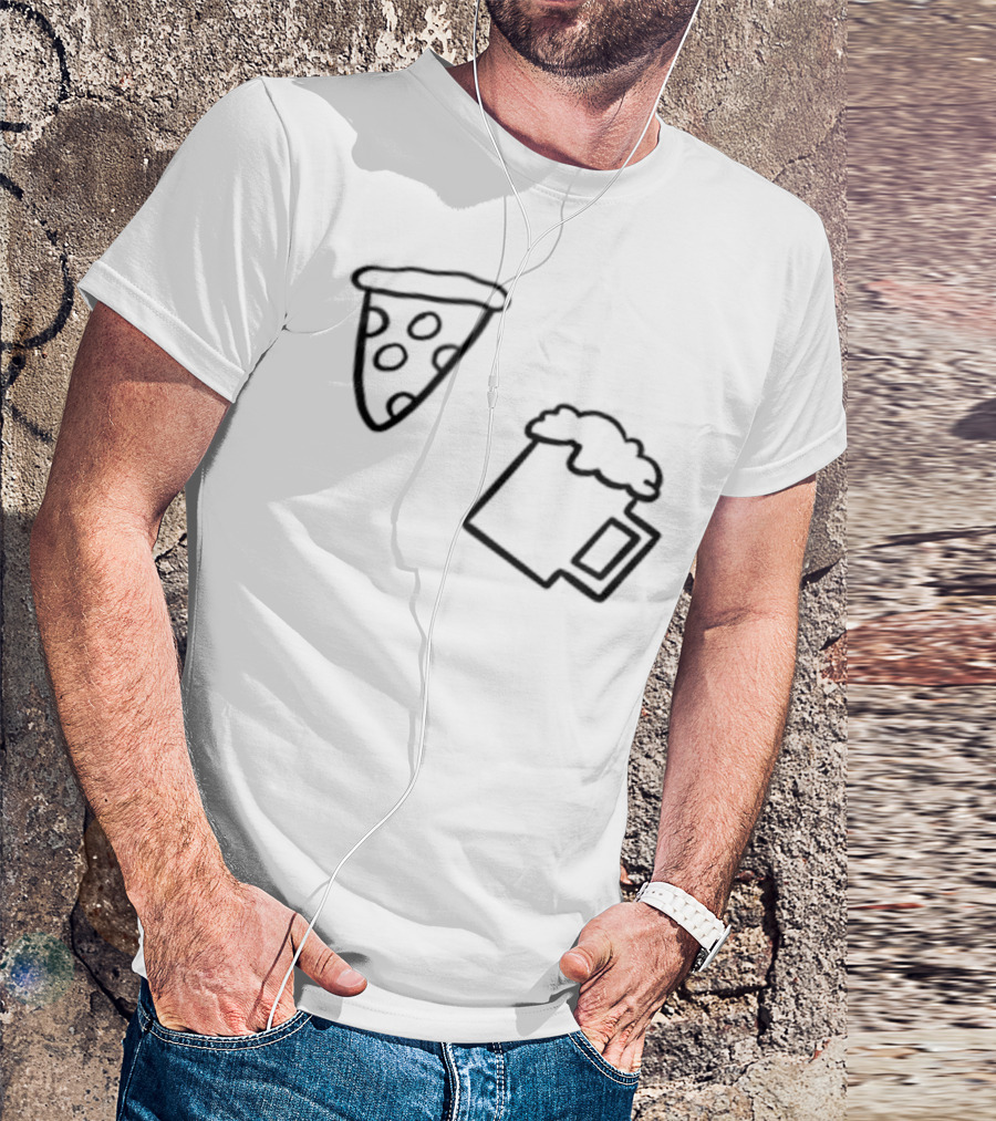 Simple Best Casual Beer And Pizza Icons T-Shirt